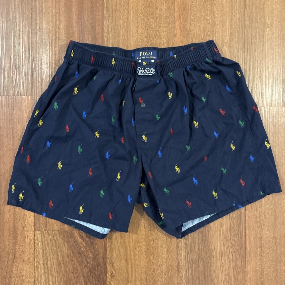 Polo Ralph Lauren Youth Boxer Shorts Multicolor Pony Logo Navy 100% Cotton